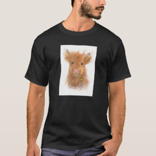 Camiseta Bela Fazenda de Bezerros de Vacas das Terras Altas