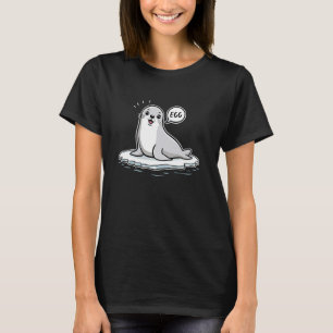 Camiseta Bela foca no gelo, dizendo "Meme engraçado do Ovo"