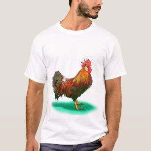 Camiseta Bela Galinha Rooster com cauda colorida