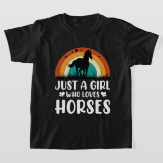 Camiseta Bela garota ama cavalos, palavra arte