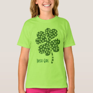 Camiseta Bela Garota Irlandesa do Shamrock Verde