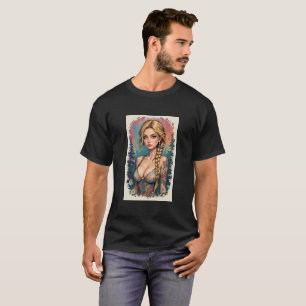 Camiseta Bela Imagem Gráfica de Vinho, Mulheres e Música pa
