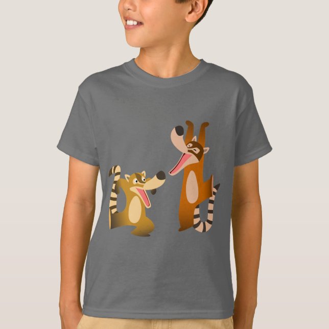 Camiseta Bela Joyful Cartoon Coatimundis Crianças (Frente)