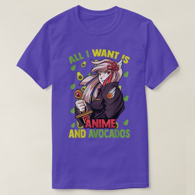 Camiseta Bela KawaiiTudo Que Quero É Anime E AvocadosOtaku  (Frente do Design)