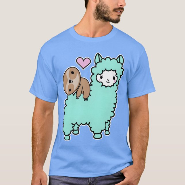 Camiseta Bela Lama E Lama Melhores Amigos Kawaii K Alpaca (Frente)