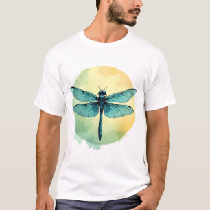 Camiseta Bela Libélula Verde Arte Aquarela Inseto Lo