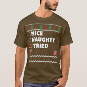 Camiseta Bela Lista Maldita Design De Natal Engraçado Eu Tr