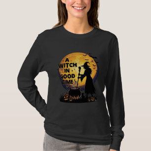 Camiseta Bela Lua de Halloween Caldeirão de Boa Hora da Bru