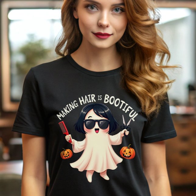 Camiseta Bela, mas assustadora, Hairstylist Halloween Barbe (Criador carregado)