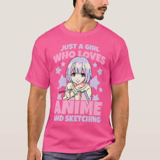 Camiseta Bela Menina Que Ama Anime E Esboça Gir