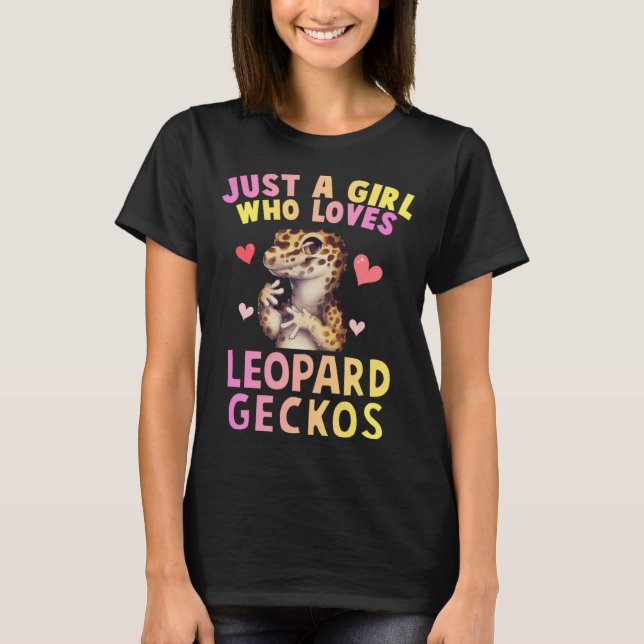 Camiseta Bela Menina Que Ama Leopard Geckos Lizard R (Frente)