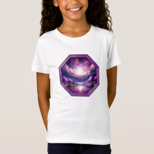 Camiseta Bela Moldura Paisagem Roxa Com Reflexos