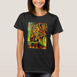 Camiseta Bela Mulher Africana Padrão Kente Arte Africana