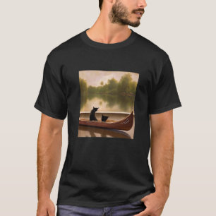Camiseta Bela Obra de Arte Dois Gatos Em Um Barco Impressio