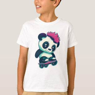 Camiseta Bela Panda Bela com Mohawk   Skater Panda