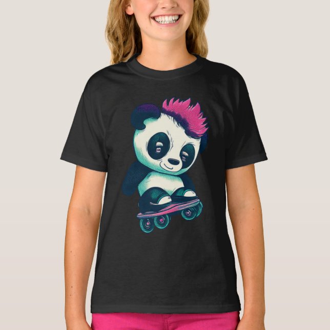 Camiseta Bela Panda Bela com Mohawk | Skater Panda (Frente)