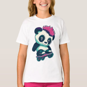 Camiseta Bela Panda Bela com Mohawk   Skater Panda