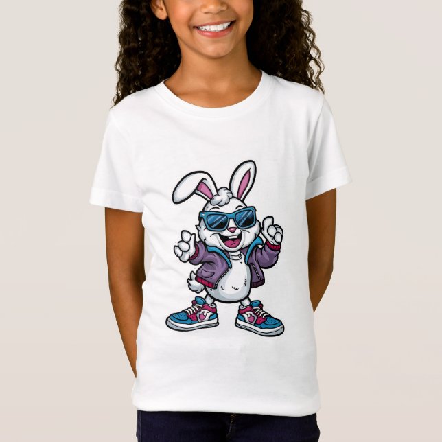 Camiseta Bela peça de cartoon Cony Rabbit Tee para Amantes  (Frente)