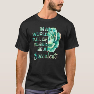 Camiseta Bela Planta Suculenta de Aquarela Dama Jardineira