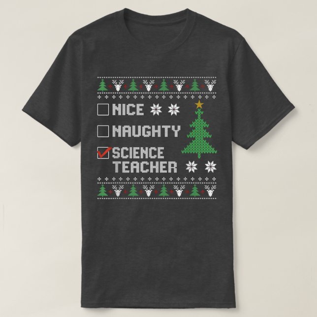 Camiseta Bela Professora De Ciências, Feia, Suor De Natal (Frente do Design)
