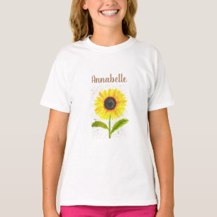 Camiseta Bela rústica de girassol amarela, linda floral 