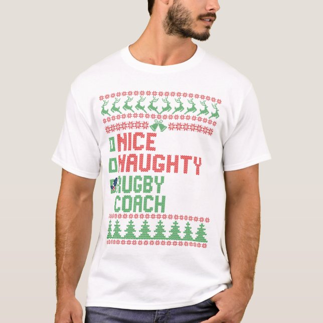 Camiseta Bela travessa de Rugby Coach Engraçada. (Frente)
