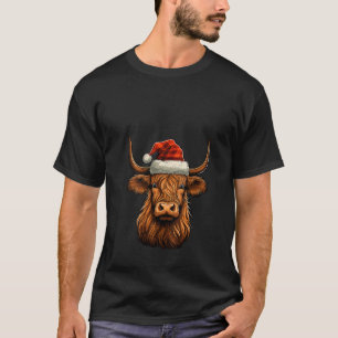 Camiseta Bela Vaca de Natal Santa Hat Xmas Pajama