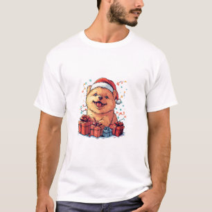 Camiseta Bela Vaca Santa Hat Engraçado Cachorro de Natal