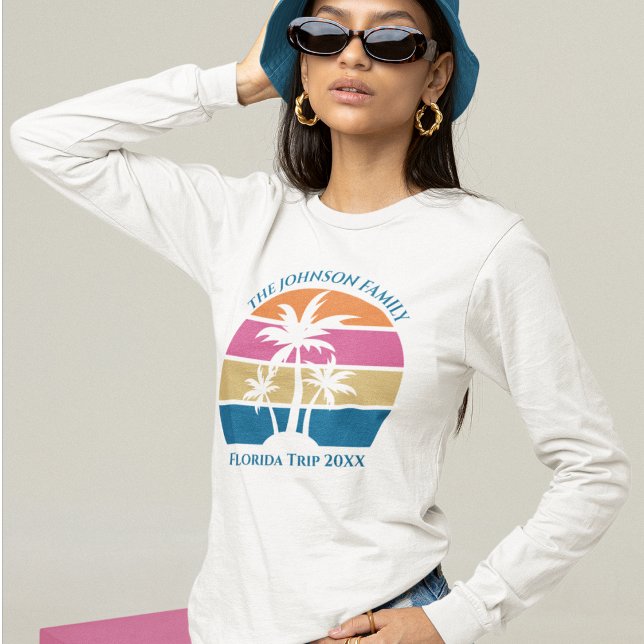 Camiseta Bela viagem de praia costeira de longa manga femin (Criador carregado)
