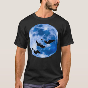 Camiseta Bela vista da lua e dos pássaros