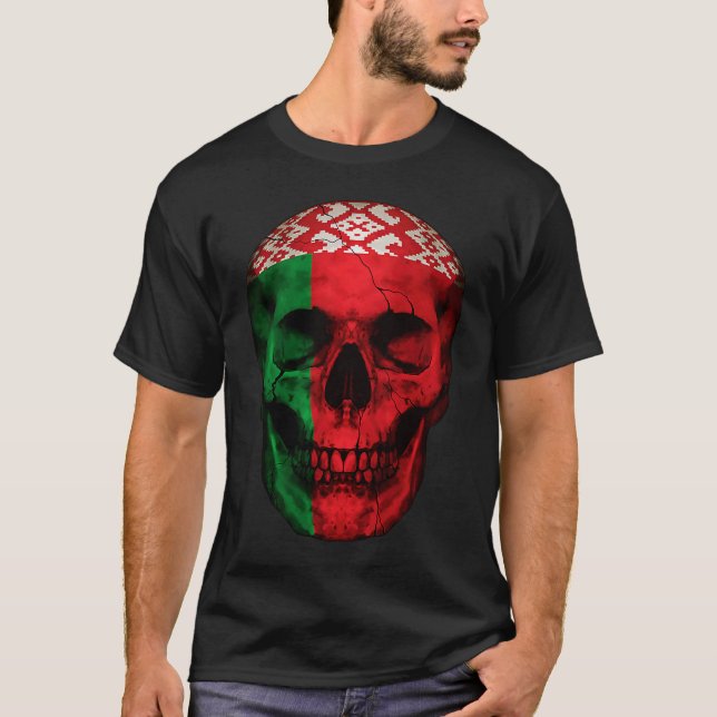 Camiseta Belarus Flag Skull Belarusian Roots Proud Patrioti (Frente)