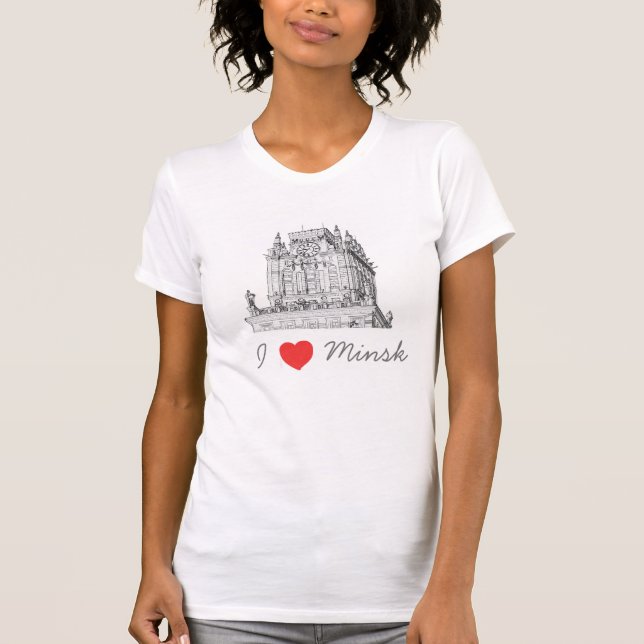 Camiseta Belarus I Love Minsk City Gates Architecture (Frente)