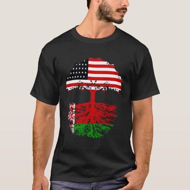 Camiseta Belarus Roots American Grown Belarussian Men Women (Frente)