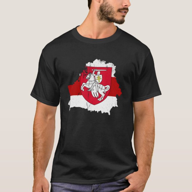 Camiseta Belarus White Red Pagonya Flag Support Belarus Pro (Frente)