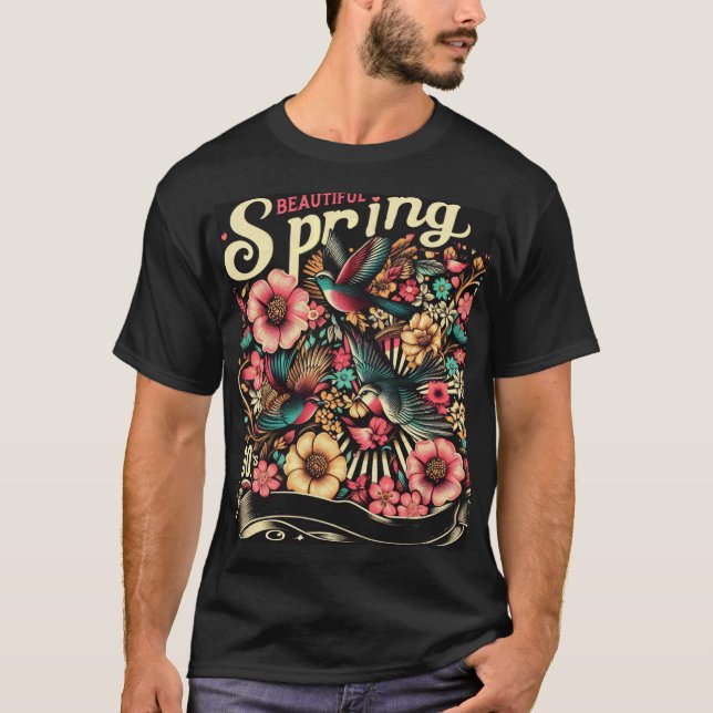 Camiseta Belas aves em Primavera (Frente)