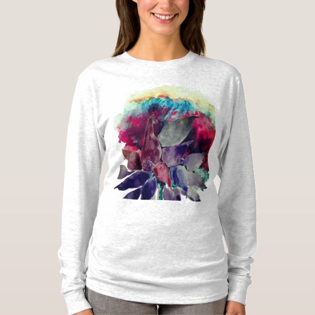 Camiseta Belas Flores de Blossoming aquarela (Frente)