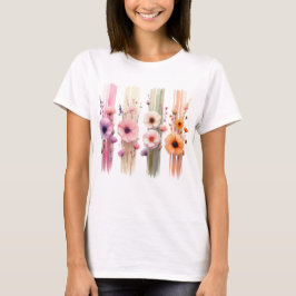 CAMISETA BELAS FLORES DE PAPOULA DE CORES PASTEL