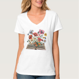 Camiseta Belas Flores De Um Livro Leitores Escritores