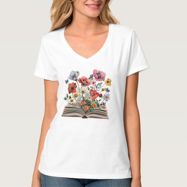 Camiseta Belas Flores De Um Livro Leitores Escritores (Frente)