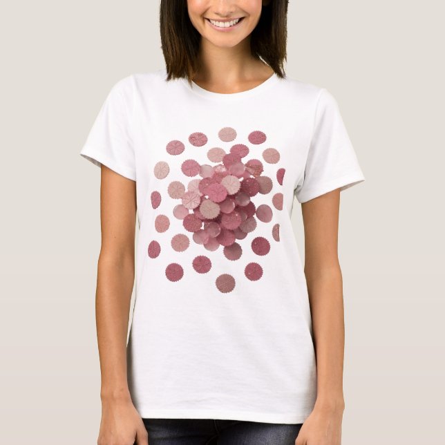 Camiseta Belas Folhas Rosa Prateadas Design Moderno (Frente)