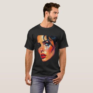 Camiseta Belas Imagens Gráficas de Vinho, Mulheres e Música