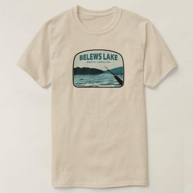 Camiseta Belews Lake Carolina do Norte: Rod de Pesca (Frente do Design)