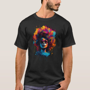 Camiseta Beleza Afro-Americana de Cabelo Preto Natural