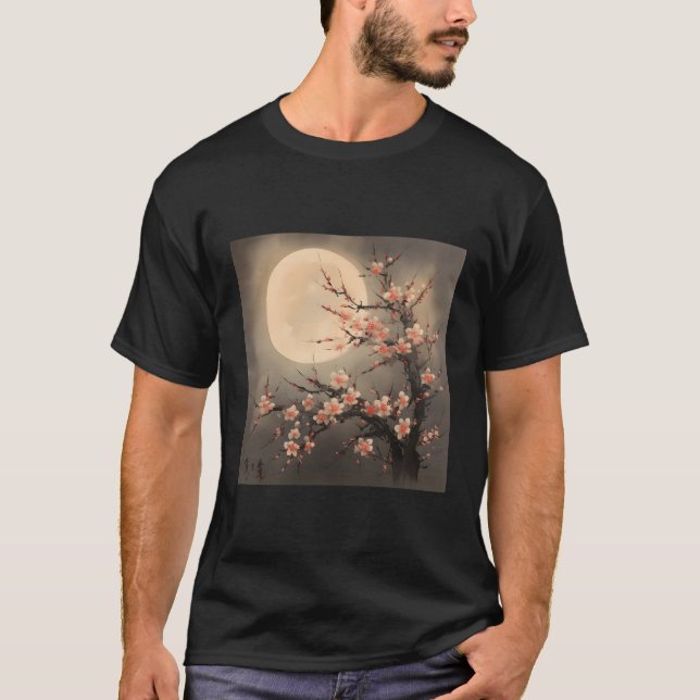 Camiseta Beleza Celestial Dos Blossomas Da Cereja Noturna (Frente)