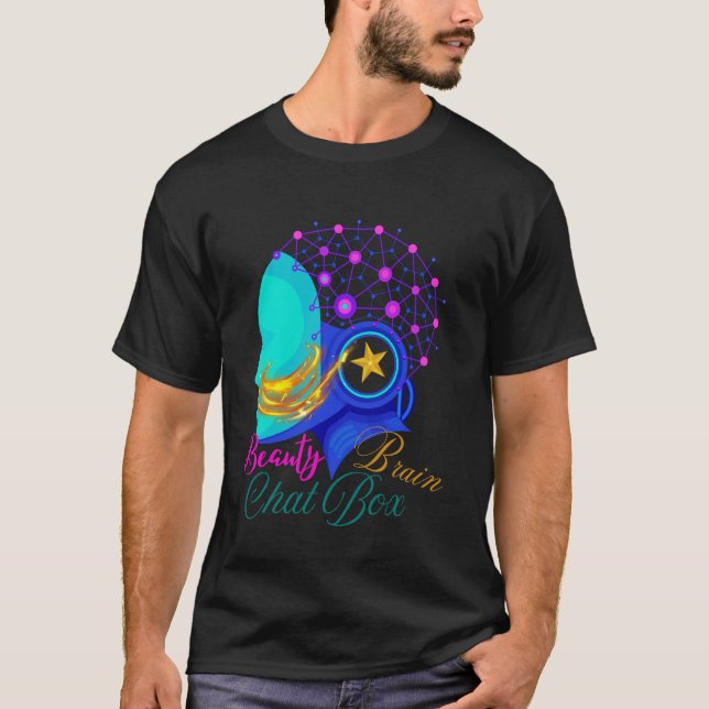 Camiseta Beleza Cérebro E Caixa De Bate-Papo AI Com Fusão D (Frente)