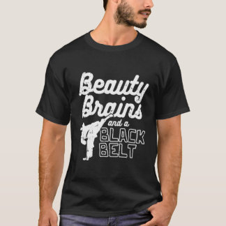 Camiseta Beleza Crença Negra Belt Ponytail Kick Taekwondo