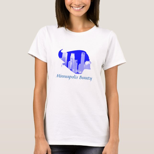 Camiseta Beleza de Minneapolis em azul e em branco (Frente)