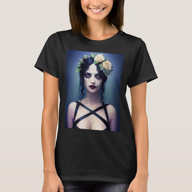 Camiseta Beleza de Porcelana rachada gótica (Frente)