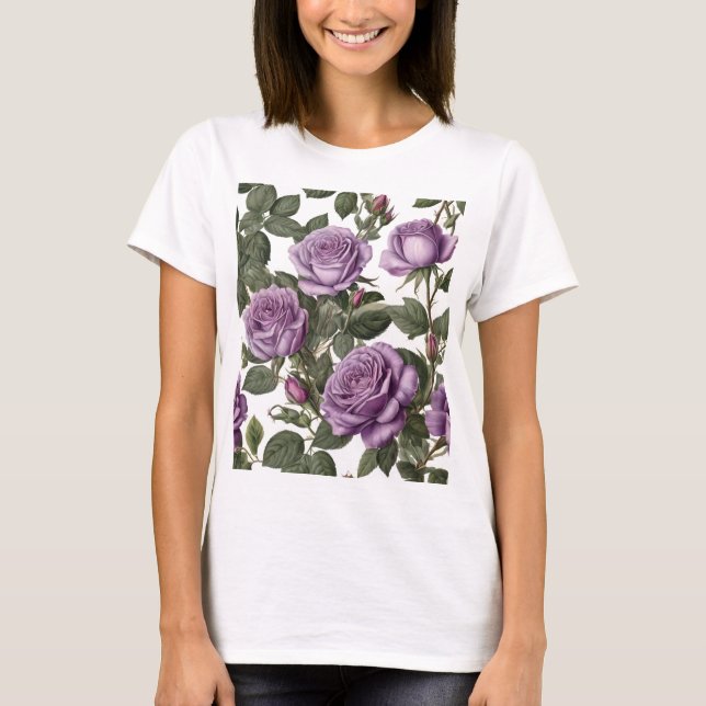 Camiseta "Beleza do Eterno: Rosas de visões provinciais rox (Frente)