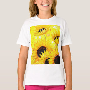 Camiseta Beleza dos Girassóis, pintura em Acrílico sobre Te